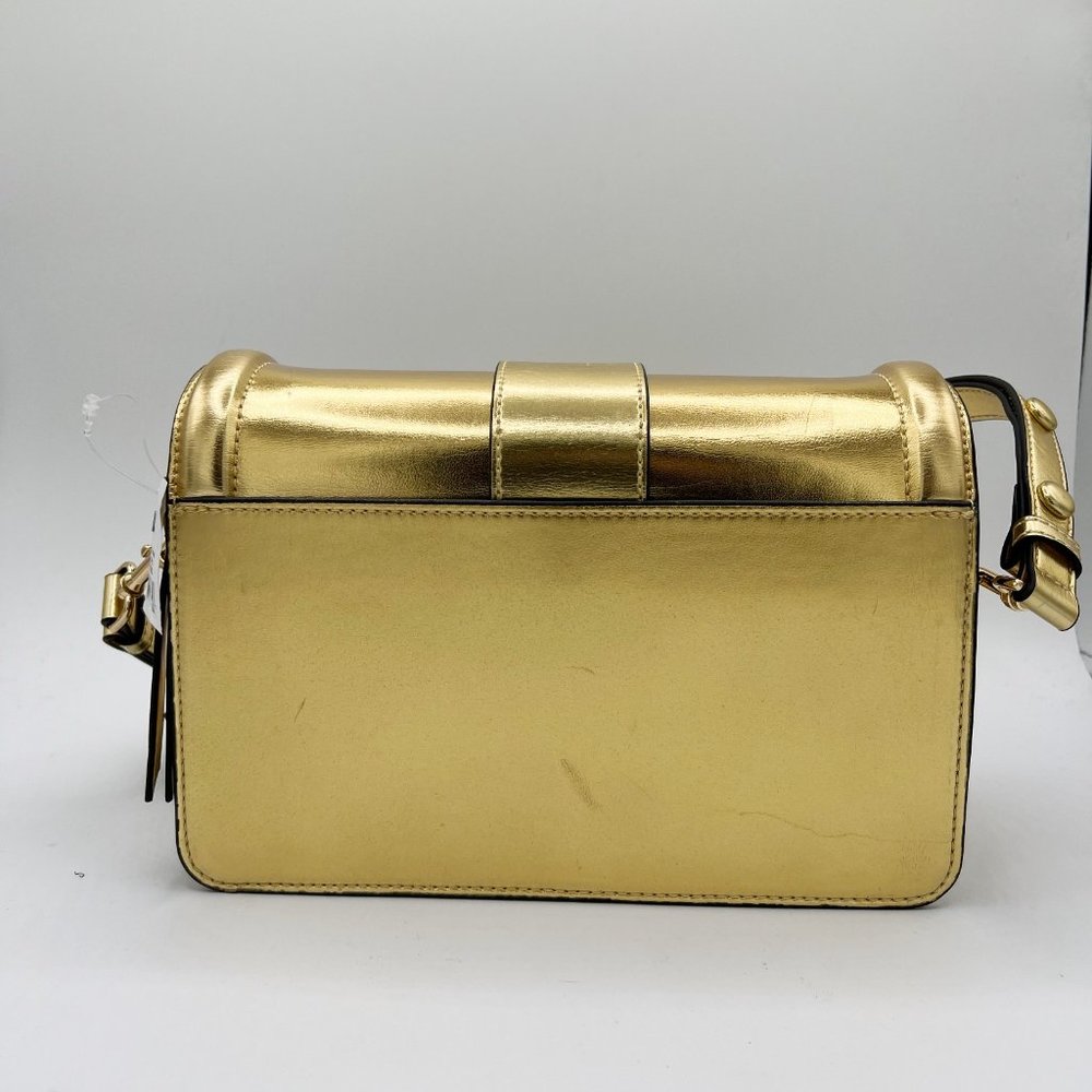 VERSACE COUTURE Gold Metallic Leather Shoulder Bag - Picture 3 of 13